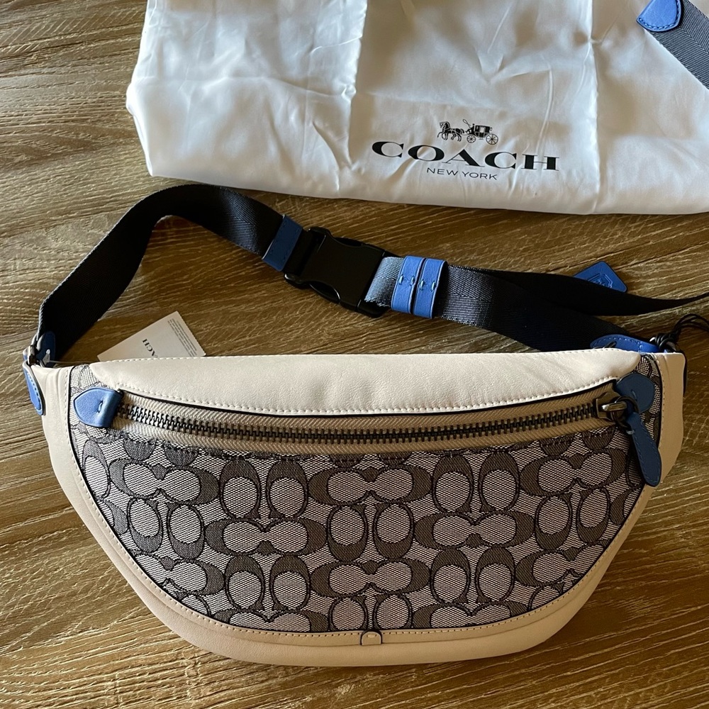 Coach Beige and Gray Signature Belt Bag